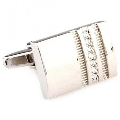 Silver Press Stripes with Crystals Cufflinks.JPG